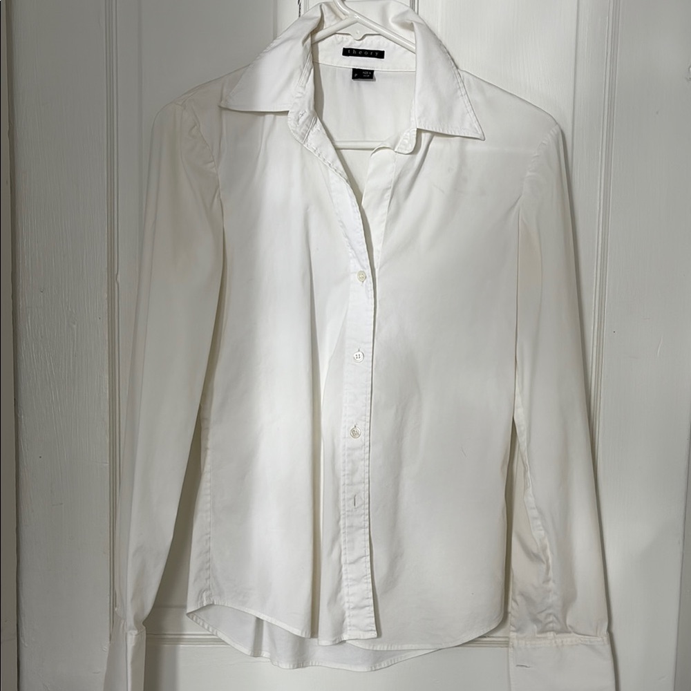 Theory Classic White Button-Up Shirt